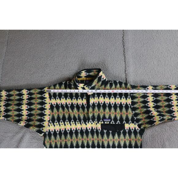 Patagonia Synchilla Mens Large Forest Carpet Tsnap Black Yellow Fleece Sweater - Picture 9 of 9